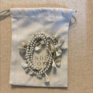 Kendra Scott Pearl and Silver Beaded Bracelet set